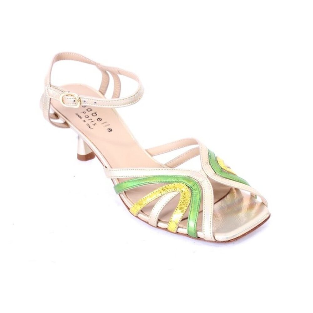 Isabelle 371c Multicolor Leather Open Toe Heel Sandals
